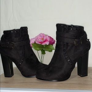 Heeled Black Strappy Booties